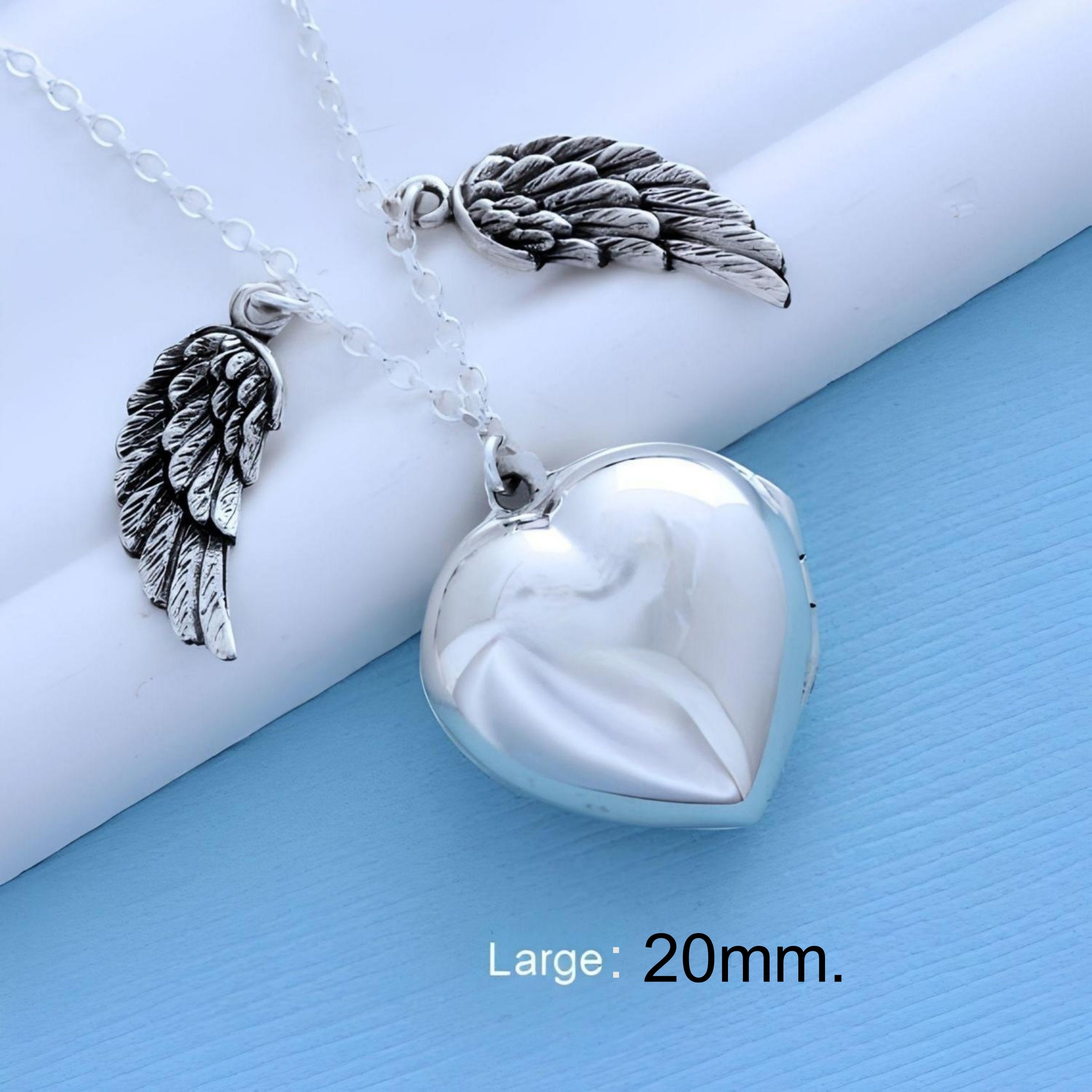 Angelic Locks Angel Wing Locket, Solid Sterling Silver Heart Locket, Guardian Angel ...