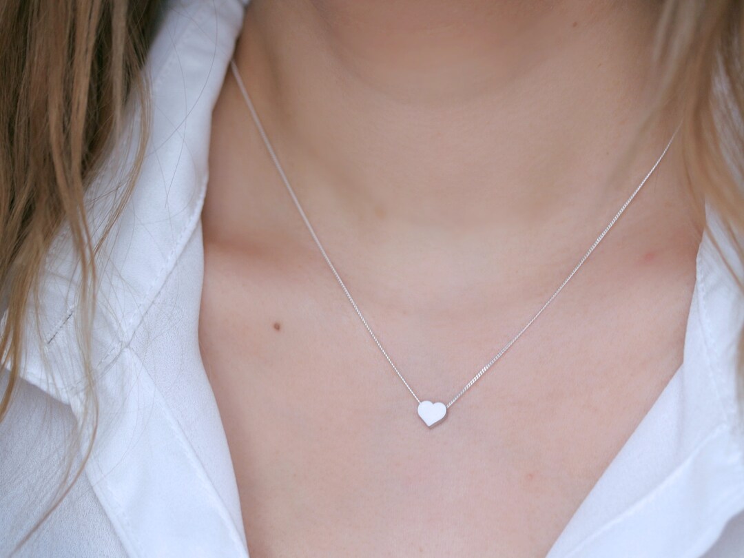 Small Silver Heart Necklace Heart On Sterling Silver Chain 