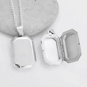 Rectangular Locket in 925 Sterling Silver. Select Chain Necklace Locket 29x21mm. R-31