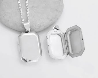 Rechteckiges Medaillon aus 925er Sterlingsilber. Wählen Halskette Medaillon 29 x 21 mm. R-31