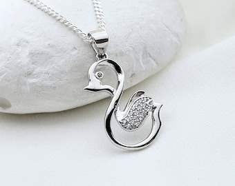 925 Sterling silver Duck necklace, Duckling  Necklace. Cz Duck Pendant. Customized charms No included. Choose chain