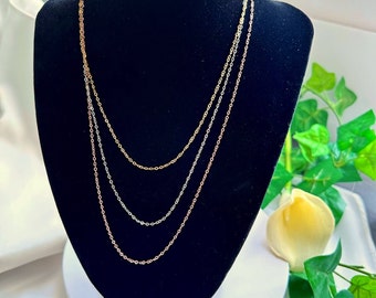 THREE Tone Chain Necklace in 14K Gold Yellow, Sterling silver & Rose Gold Supreme. Three Strand Necklace. three tones Gold necklace.