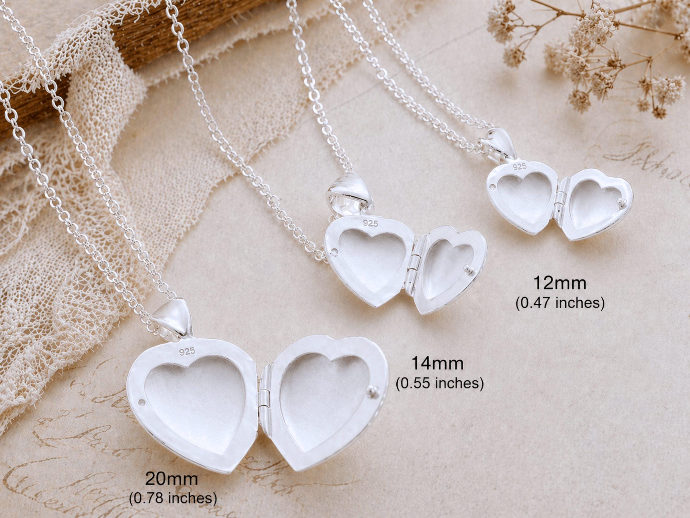 925 Sterling Silver Heart Locket Necklace, Small Charm No Included