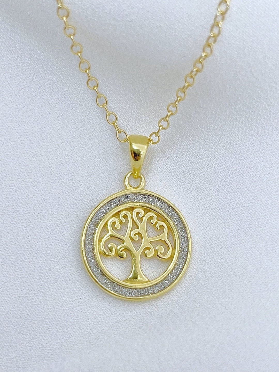 14k Yellow Gold Tree of Life Necklace Gold Vermeil Chain and Tree ...