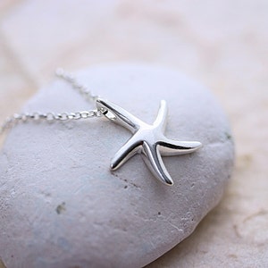 Sterling Silver Starfish Necklace . Beach Party, Ocean Theme, Nautical. Choose Chain