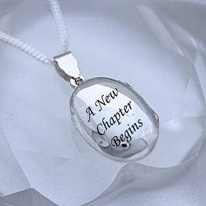 Oval Locket Necklace -sterling silver Medium Locket, Engraved locket. Personalized locket. Customized locket. Medium Size-R-10