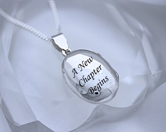 Oval Locket Necklace -sterling silver Medium Locket, Engraved locket. Personalized locket. Customized locket. Medium Size-R-10