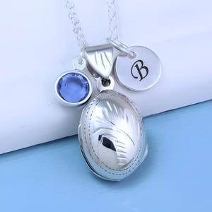 Oval Locket Necklace, Genuine Sterling Silver Locket Personalized Charms. Remembrance. Heirloom. R-13 ( video locket 14)