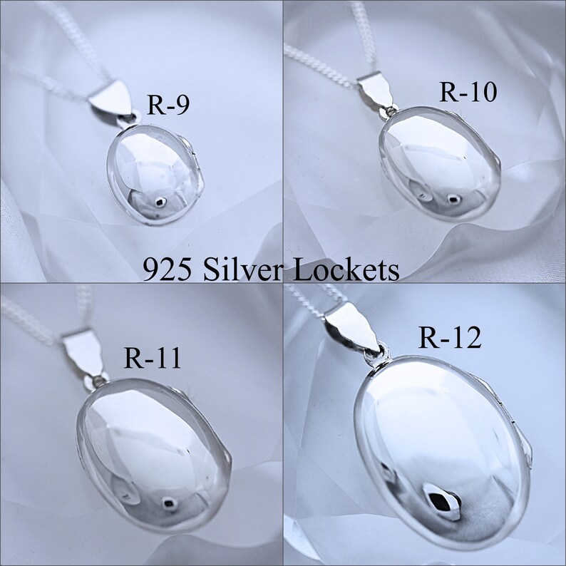 Solid Sterling silver Medium Locket necklace Handmade Heirloom Locket Oval Silver Necklace. Remembrance locket necklace R-14 image 9