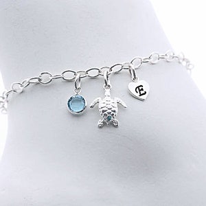 Sterling silver Turtle Bracelet. Personalized Custom charm Bracelet, Silver Bracelet, Long lasting Chain. Turtle Jewelry