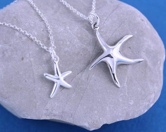 Starfish necklace, Mother daughter Necklace, Silver Starfish, mother daughter jewelry, mom necklace, silver starfish jewelry