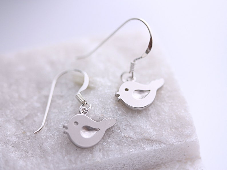 Bird Earrings . Sterling Silver Bird Earrings Dangle Etsy