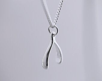 Wishbone Pendant in Sterling Silver. Silver Wishbone Necklace . Sterling Silver Wishbone Necklace. Wishbone Jewelry. Choose chain