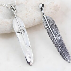 925er Sterlingsilber Feder-Anhänger – Adlerfeder-Bohème-Design, 4 Zoll (ca. 10 Cm)