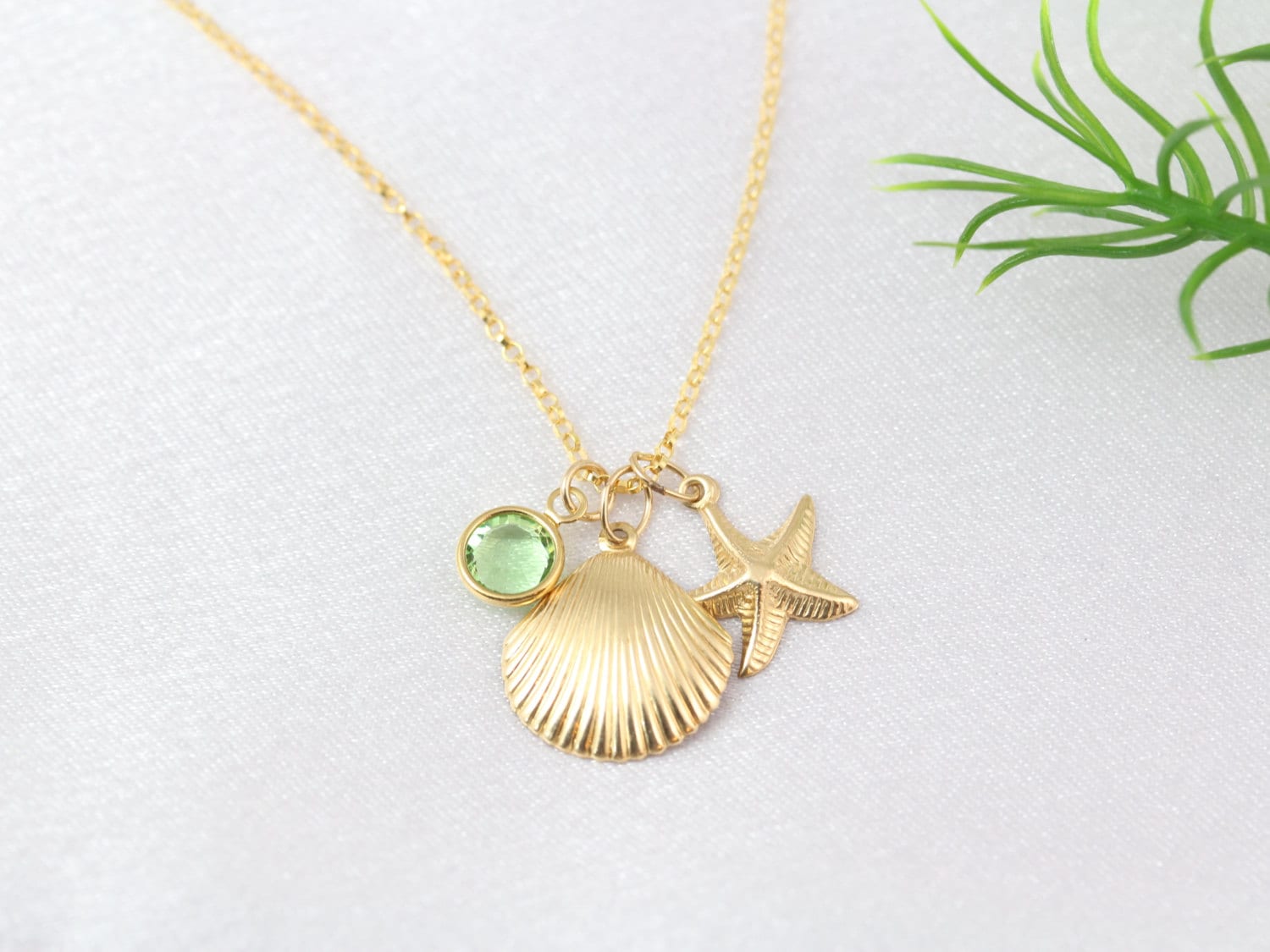 Gold Starfish Necklace Gold Seashell Necklace With your Etsy