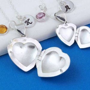 Sterling Silver Engraved Locket For Mother And Daughter Heart Locket Necklace Set. Lockets. Mothers Personalized Gift. 19 & 18. Choose chain image 3