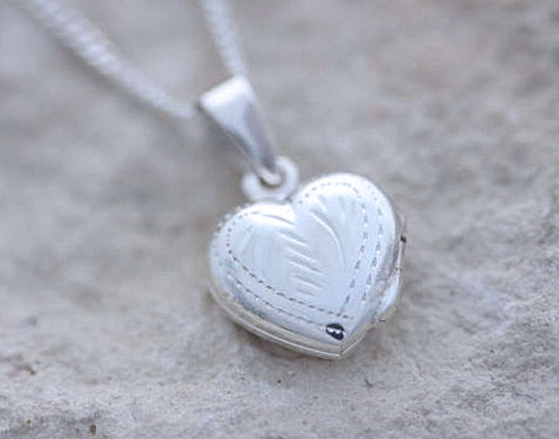 Sterling Silver Small Heart Locket Necklace. Personalized | Etsy