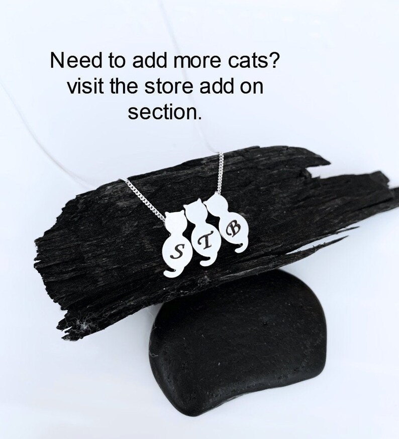 Two Cats Necklace on Sterling Silver Chain Custom With Etsy