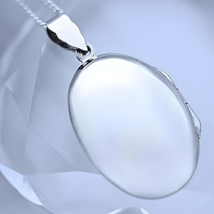 Sterling Silver Oval Locket Solid 925 Sterling silver locket 3D Keepsake 2 Photo Locket. Choose chain.  R-12