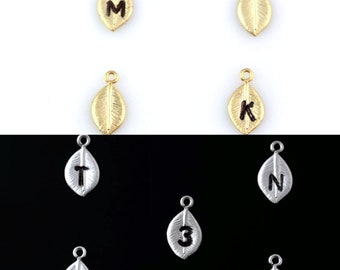 FINEST leaves Great Detail. Add hand stamped initial leaves pendant
