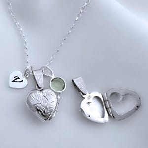 Sterling Silver Small Heart locket necklace Personalized charms Silver Heart locket keepsake Jewelry Lockets.  R-21