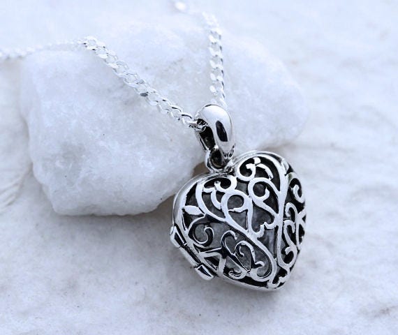 Silver Heart Lockets Solid Sterling Silver Locket Necklace Etsy