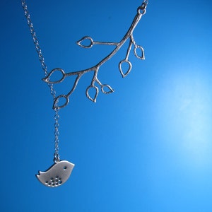 Lariat Bird Necklace. Branch Necklace Bird Lariat. Select bird Silver OR Gold. image 2
