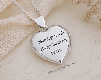 Engraved heart lockets Sterling silver, Genuine sterling silver locket. Mothers Day Customized Engraving Gift Silver Locket necklace  R-19