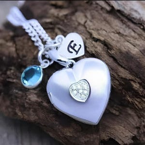 Personalized heart locket Solid sterling silver Heart Locket Necklace, choose 2 Customized charms.  Choose chain R- 46