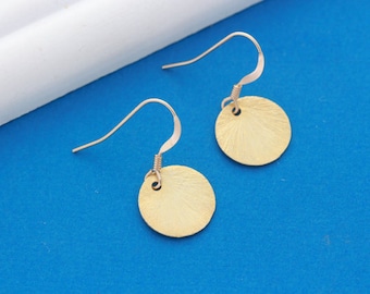 Coin earrings. Gold Coin Earrings. Sterling silver Disc earrings Earrings. Hinge Back Gold over sterling silver Disc earrings