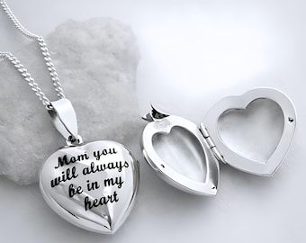 Engraved heart lockets Sterling silver, Genuine sterling silver locket. Mothers Day Customized Engraving Gift Silver Locket necklace  R-19