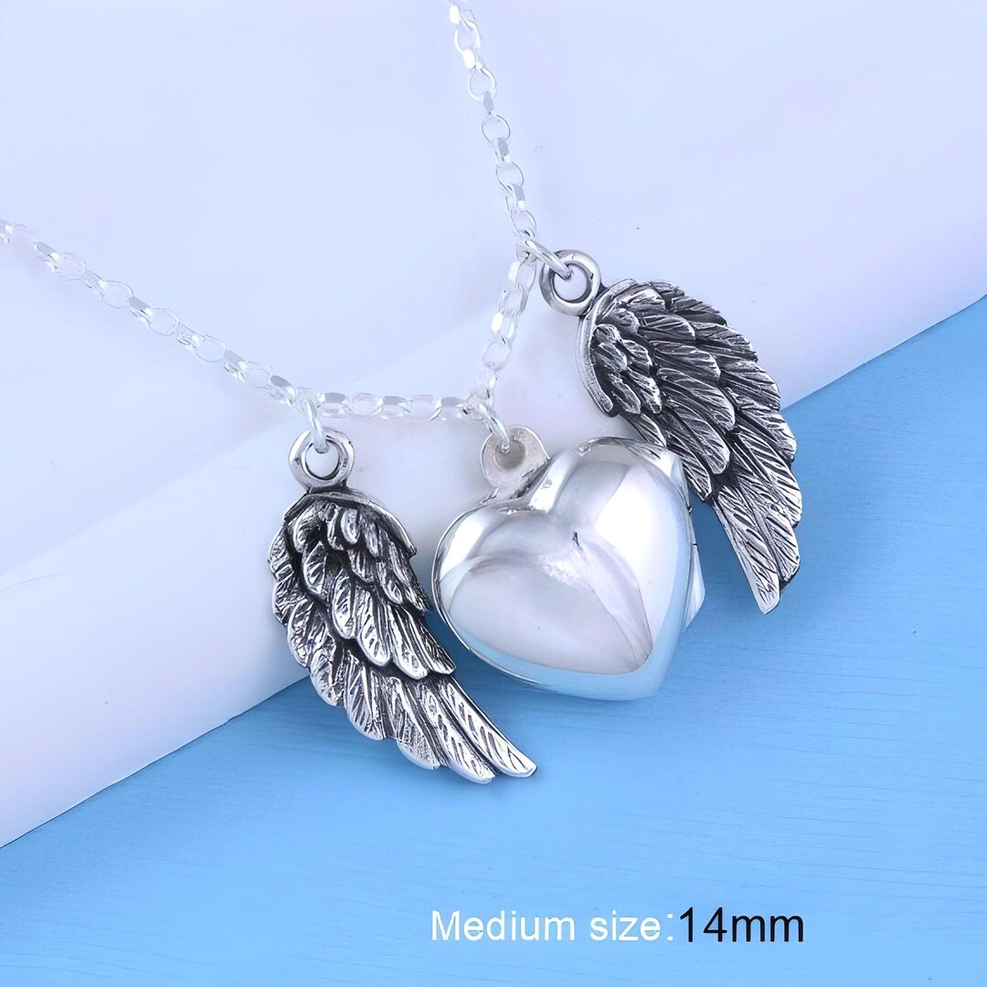 Angelic Locks Solid Sterling Silver Guardian Angel Locket, Heart Locket Necklace ...