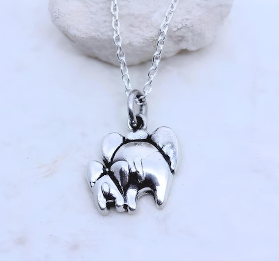Silver Elephant Necklace Mother and Son Mom and Daughter. Mother and Child. Choose Sterling or Tibetan elephant
