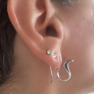 Silver King Cobra Snake earrings, 925 Sterling Silver Serpent Earrings. Sterling Silver Snake Earrings image 4