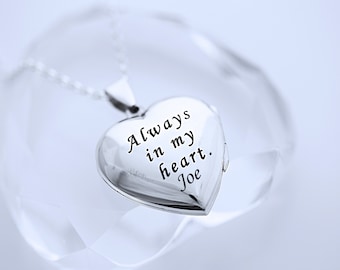 Engraved heart lockets Sterling silver, Genuine sterling silver locket. Mothers Day Customized Engraving Gift Silver Locket necklace  R-19