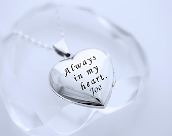 Engraved heart lockets Sterling silver, Genuine sterling silver locket. Mothers Day Customized Engraving Gift Silver Locket necklace . R-19