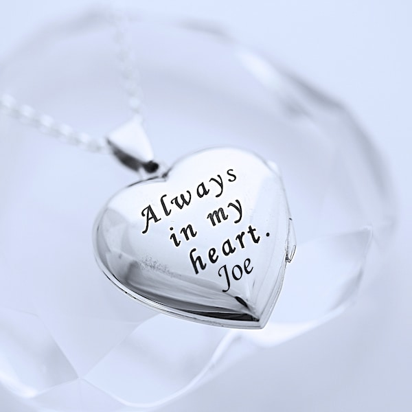 Engraved heart lockets Sterling silver, Genuine sterling silver locket. Mothers Day Customized Engraving Gift Silver Locket necklace . R-19