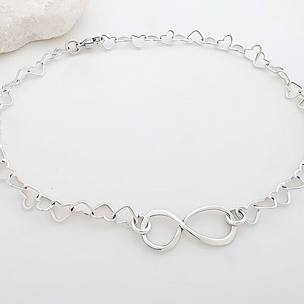 Sterling Silber Herz Armband, Infinity Armband, Geschenk der Mutter, Geschenk der Töchter. Kleines Kreuz Armband Auf Anfrage