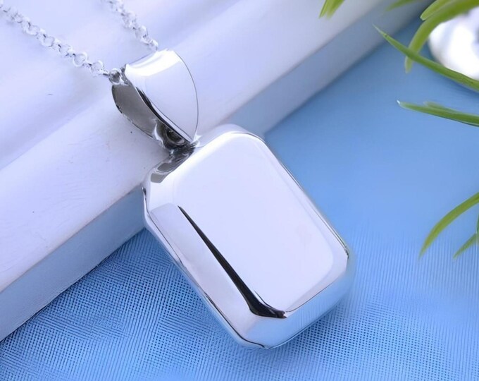 Sterling Silver Locket Necklace, Rectangular Locket, Mothers , Sister