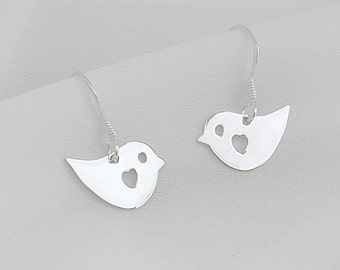 Sterling silver Bird Earrings,  earrings, Sterling silver Hooks. Delicate Earrings