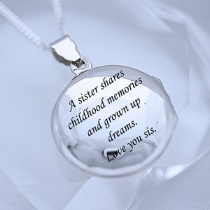 Customized  engraved locket in Sterling silver. Genuine Silver Locket Necklace Personalized Circular locket necklace Locket 22mm. R-3