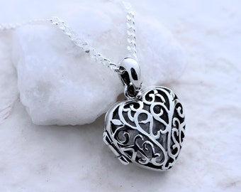 Sterling Silver Heart lockets, solid Sterling Silver knot Locket necklace, Silver locket necklace. R- 38