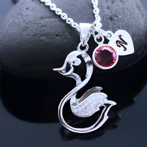 Duck Necklace, 925 Sterling Silver duckling With CZ, 3D Duck Necklace, Personalized charms and duck. Italian Chain. New Born Baby image 1