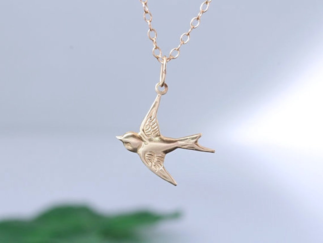 Gold Bird Necklace . Flying Bird Necklace . Sparrow Necklace . - Etsy