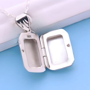 Rectangular Locket Necklace. Genuine 925 Sterling Silver Locket. 2 Photo locket. Size: 17 x12 m. image 2