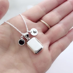 Rectangular silver Locket Necklace, Genuine 925 Sterling Silver Choose 2 personalized charm and chain, Small locket . R-29