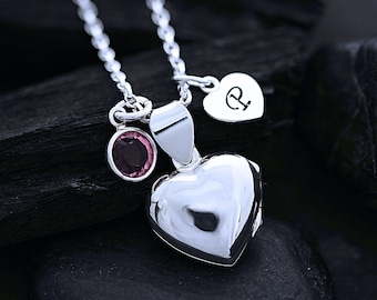 925 Sterling Silver Heart Necklace. Choose 2 personalized charms. Locket necklace. Sweet 16 gift, Small locket, Locket Size: 12 mm.  R- 17