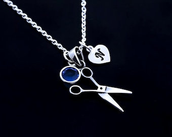 Sterling Silver Scissors Necklace. Personalized  Silver Pair of scissors Charm, stylist Necklace, stylist. Stylist hair gift. Choose chain