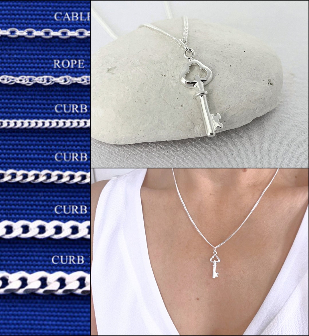 Choose Chain. Silver Key Necklace . Sterling Silver Skeleton Etsy