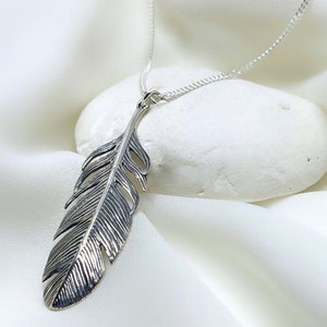 Sterling Silver Feather necklace high detail feather on Sterling Silver Italy Chain, Most popular Item for Feather image 4